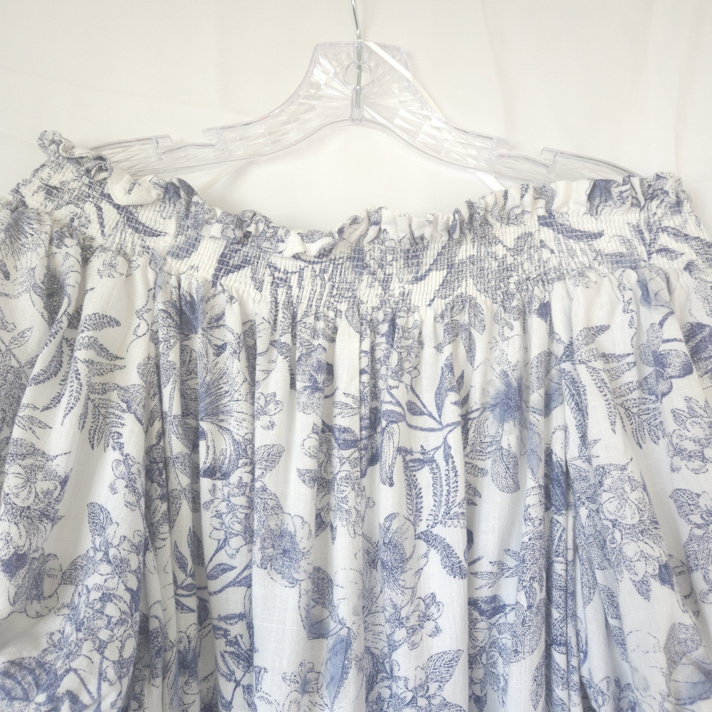 Floral Off-Shoulder Top - Blue and White - Picture 7 of 10